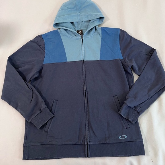 Oakley Hoodie Sweatshirt Mens Sz XL Blue Full‎ Zip Jacket Men’s - Picture 1 of 5